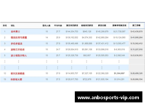 NBA球员薪金排名及合同详情分析